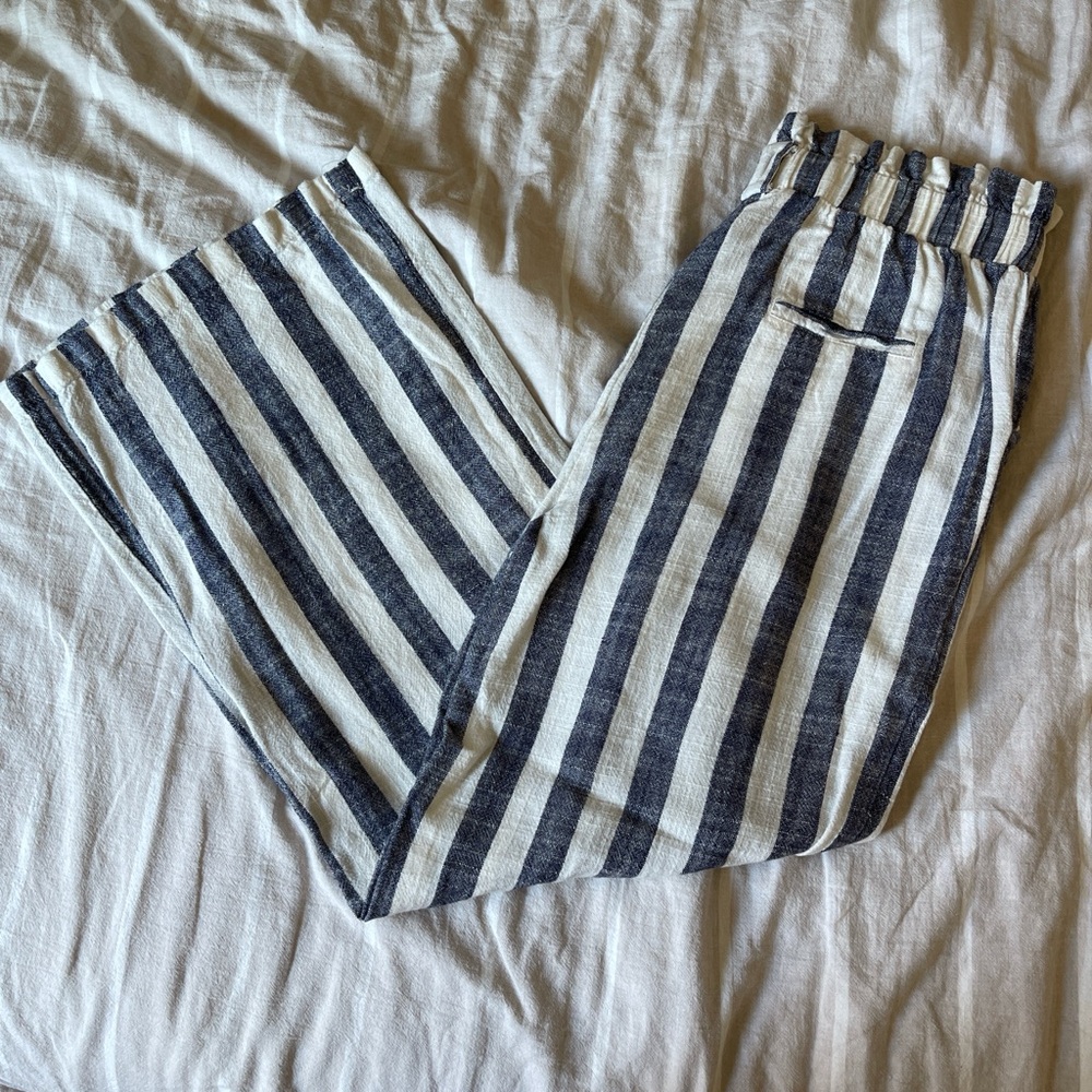 Navy Striped Women's Trousers